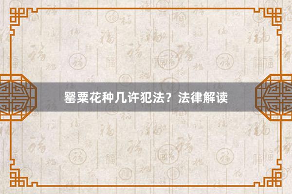 罂粟花种几许犯法？法律解读